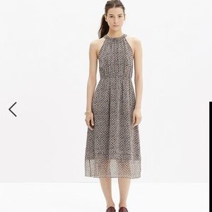 Madewell silk Midi Dress in Diamond Tile